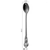 Coffee Scoops Stainless Steel Spoon Creative Long Handle Mixing Teaspoon Ice Cream Dessert Kitchen Tableware Accessories