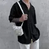 남자 캐주얼 셔츠 칼라 남성 셔츠 투명한 통기성 편안한 일일 휴가 레이스 메쉬 중간 소매 편안한 패션