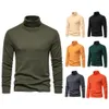 New Men's High Necked Plush Solid Color Base Sweater For Spring And Autumn Season, European Basic Style Pullover Hoodie