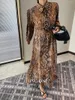 Casual Dresses Leopard Robe Party Evening 2024 Woman Clothing Y2K Korean Fashion Vintage Long Sleeve Elegant Gothic Luxury Chic