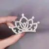 Akcesoria do włosów 1PC Princess Rhinestone Crowns Opaska na głowę błyszcząca ślubna korona grzebienia dziewczyny dzieci