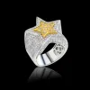 Anneaux Jewe S Hip Hop Five Star Rings Men's Gold Sier Color Iced Out Cumbic Zircon Jewelry Rague Cadeaux