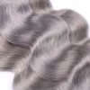 Ombre 1B/gris brésilien vague de corps humain Remy vierge cheveux tisse 100 g/paquet Double trames 3 paquets/lot