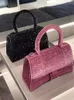 2024 Nowa klasyczna marka designerska marka wszechstronna skórzana torebki PU Pink Rhinestone Bag For Women Crossbody