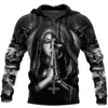 Men's Trench Coats Domineering Japanese Samurai Tattoo 3D Printed Hoodie Casual Oversized Street Clothing Harajuku Sports Pullover Y2k