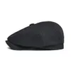 BOTVELA sboy casquette hommes sergé coton huit panneau chapeau femmes Baker Boy casquettes rétro grands grands chapeaux mâle Boina béret noir 003 240126