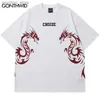 Herren T-Shirts Harajuku T-Shirt Männer Hip Hop Chinesischer Drache Druck Baumwolle Lose T-Shirt Streetwear 2023 Unisex Mode Sommer Casual Top Kleidung Q240130