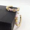 18k guldpläterad strasshoppörhängen lockande lila ljusrosa blommor Fashion Märkesdesignerörhängen för kvinnor weddi266l