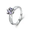 Cluster-Ringe TKJ 925 Sterling Silber sechs feste 1 Moissanit verstellbarer Ring Braut-Charm-Schmuck