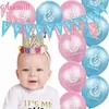 Amawill – bannière de demi-anniversaire It's My 1 2, ballons en Latex rose et bleu, décorations pour fête prénatale de 6 mois, fille et garçon, 7D193H