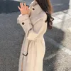 冬の韓国の女性フェイクウールコートファッションエレガントなソリッドベルト肥厚ロングジャケットの女性ルーズオールマッチブレンドアウトウェア240122
