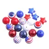Lucite Kwoi Vita Am018, mélange de couleurs rouge bleu blanc, perles acryliques pour enfants, collier épais, bijoux 20mm, 50 pièces, 4 juillet