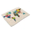 Placemats 42x32cm Linnen Wereldkaart Eetkamerplacemats Salontafels Antislipmat Onderzetters Serviesborden Keukenaccessoires