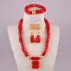 Pärlor Naturliga vita korallsmycken Set African Wedding Beads Nigeria Coral Beads Smyckesuppsättningar för kvinnor 19C01
