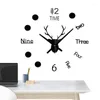 Wall Clocks Large DIY Reindeer Acrylic For Kitchen Vintage Battery Operated Offices