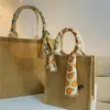 Gift Wrap Wholes 100pcs Lot Custom Jute Bags With Handles Reusabla And Recycled Tote Bag Bow For Shopping Gifts Customized L290S