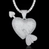 Ожерелья с подвесками из 100% микро циркона в стиле хип-хоп, сказочное ожерелье в форме сердца и стрелы для мужчин, вечерние ювелирные изделия, весь CZ, рэпер, Bling280M