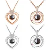 Nuovo Oro rosa Argento Ti amo 100 Collana Lanugage Amore Memoria Proiezione Collana cuore Regalo di compleanno Goccia 3150