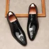 Oxfords Genuine Leather Lace-up Formal Footwear Handmade Crocodile Print Pointed Tip Wedding Party Dress Shoe for Men