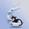 Exquisite Blue Moon Cat Pendant Necklace for Women Cute Crescent Pendant Necklace Wedding Engagement Jewelry Gift for Daughter G12283C