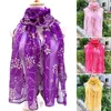 Sciarpe Elastico Stampato Fiore Di Seta Lungo Legno Bordo Dell'orecchio Scialle Fasce Design di Lusso Foulard Hijab Avvolge Y2k Abbigliamento Accessori