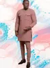 Męskie dresy 2PC luksusowe designerskie odzież okrągła szyja spodnie długotropiowe zestawy afrykański strój etniczny eleganckie garnitury dla mężczyzn kaftan
