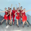 Scena nosić seksowną cekinową modernicę latynoską sukienkę taneczną dla kobiet w paski balowej cha salsa samba rumba tango