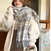 Schals Herbst Winter Frau Wollspinnschal Damen doppelseitig Mehrfarbiges Gingham-Karo-Halstuch Mann 68x180cm Damenschal verdickt warmer Fransenhals