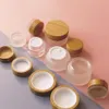 105pcs 50g Carving Frosted Glass Cream Jar Eco-friendly Wooden Lid Bamboo Cap Cosmetic Packaging Container Skincare Mask Storage B3114