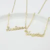 PENDANTS Nome personalizzato collana personalizzata coppia di diamanti a sospensione in acciaio inossidabile cristallo oro nome bling collana per donna regalo
