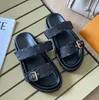 Top Quality Designer Sandal Mules Cuir Véritable Chaussure Sandale Boucle réglable Femme Slipper Flat Slide Sliders Summer Luxury Designer Sliders Luxury Sandal