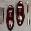 Wing-Tip Oxfords Calfskin Real Leather Mens 드레스 수제 웨딩 파티 공식 Derby Shoes For Men