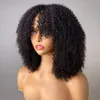 Afro kinky encaracolado peruca com franja completa máquina feita 200 densidade virgem brasileiro curto encaracolado perucas de cabelo humano cor natural