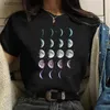 Kvinnors t-shirt Moon Space Women Casual Print T-shirt Girl 2023 Summer O Neck Harajuku Y2K roliga söta toppar Tee Kvinnliga kläder 240130