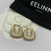 Brincos de designer para mulheres em forma de u brincos de diamante com caixa de presente design feminino cristal strass earstuds