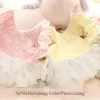 アパレル春の夏の犬の服小さな犬のためのかわいいドレス女の子犬の贅沢なロリータ子犬のスカートはひもレースのフリルのためのドリング付き