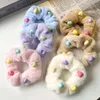 Stile coreano autunno inverno colore caramella a forma di cuore anello per intestino crasso carino fascia alta elastica accessorio per capelli in peluche e ispessito per le donne