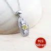 Necklace Silver 925 Yellow Zircon Bridal Jewelry Sets For Women Wedding Stones Bracelets Earrings Rings Pendant Necklace Set