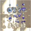 Decorazioni da giardino Blu Evil Eye Crystal Sun Catcher Ciondolo Prism Ball Ornamenti per finestra Home Drop Delivery Dhldb