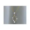 22091903 Women's pearl Jewelry necklace akoya 3-5mm rhinestone zirconia hook pendent chocker 40 45cm 18k yellow gold plated3308