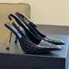 Sukienka balowa taniec luksusowe buty lee lustrzane skórzana pompa slingback czarny krokodyl projektant pięty sandał sandałowy dam