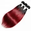 Ombre 1b/99j brasileiro remy cabelo humano virgem cabelo reto tece 100g/pacote tramas duplas 3 pacotes/lote
