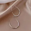 Hoop Earrings 925 Silver Plated Gold Color Oval For Women Party Wedding Jewelry Gift Eh842