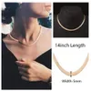 2021 Or Argent Plaqué Réglable 5MM Plat Serpent Chaîne Chevrons Collier Ras Du Cou Simple Dainty Bijoux pour Femmes 15 Chock273S