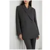 Women's Suits Swedish Niche 2024 Tot Grey Double Breasted Plaid Wool Tweed Casual Suit Jacket