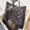 Designer-Einkaufstasche, Damen-Schulterhandtaschen, modische Taschen, Pailletten, gepunktet, schwarze Handtasche, transparente Netz-Geldbörse, 2-teiliges Set, verwendet in Summ202i