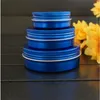 60g 68*25mm Round Aluminum Box Metal Tin Cans Cosmetic Cream DIY Portable Jar Tea Pot Empty Blue Containerhigh qualtity Iohvm