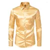 Men's Casual Shirts 2024 Spring And Autumn Long Sleeve Inch Shirt Bright Face Nightclub Style Party Top