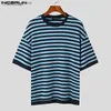 Camisetas para hombres Tops 2023 Estilo coreano para hombre Diseño de rayas de punto Camisetas Casual Streetwear Masculino Venta caliente O-cuello de manga corta S-5XL Q240130