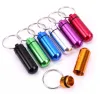 Waterproof Keychain Aluminum Pill Box Case Keychains Bottle Cache Holder Container keyring Medicine package Health Care ZZ